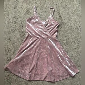 Pink crushed velvet mini dress - size x small